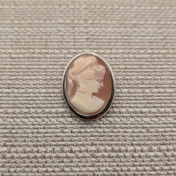 900 Silver Beautiful Cameo Brooch Pendant A5094 - Picture 1 of 7